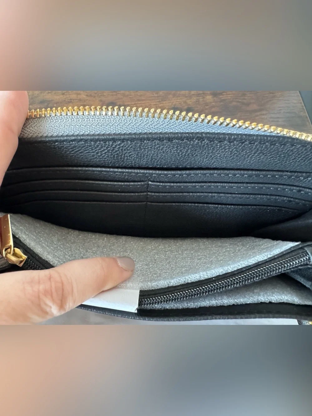 Betsey Johnson Gray Zip Around Wristlet Wallet NWOT Gold Hardware